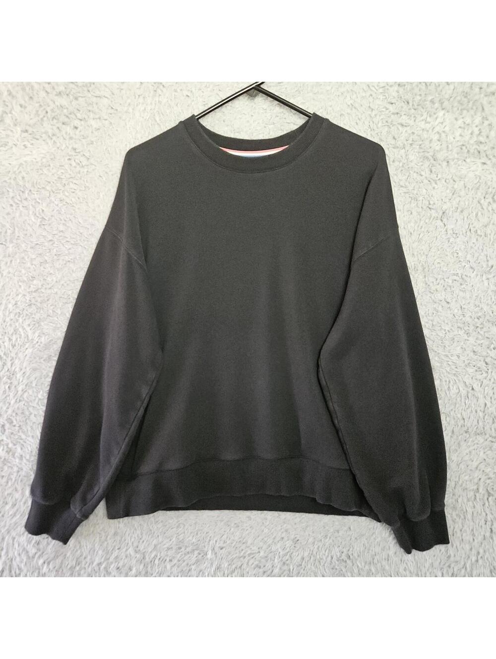 Fourlaps Re-Up Black Crewneck Sweatshirt Polyester Blend Men Large Zip Pockets